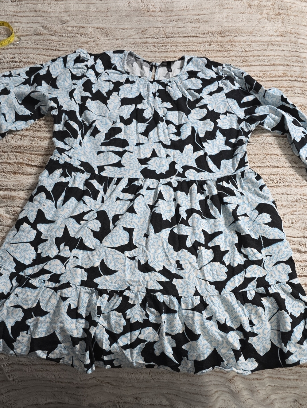 Who What Wear Black Dress with Light Blue Floral Print
